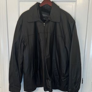 Dimension Black Leather Jacket‎ with Fleece Lining size XXL EUC